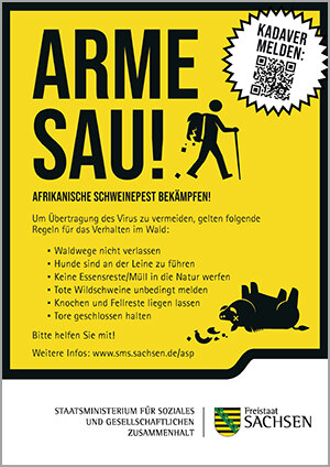 Plakat »Arme Sau!« mit Verhaltensregeln.