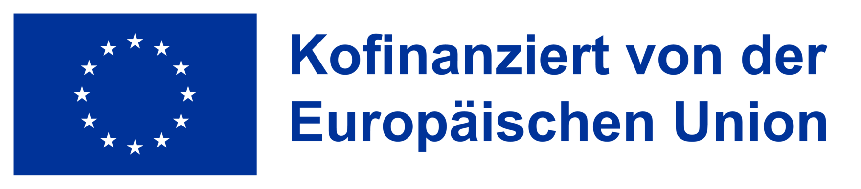 EU Logo mit Aufschrift »Co-Finanziert von der Europäischen Union