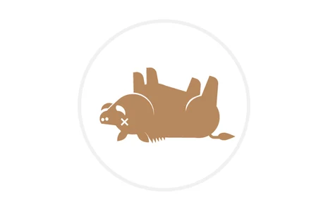 Icon: Stilisiertes Schwein liegt auf dem Rücken