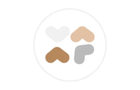 Icon: Stilisierte Herzen in Grau, Beige und Braun (Logo der Landestierschutzbeauftragten)