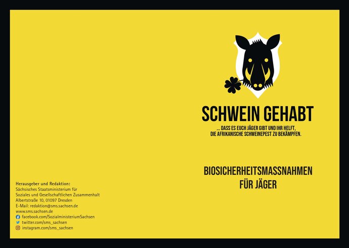 Klappkarte mit Biosicherheitsmaßnahmen für Jäger.