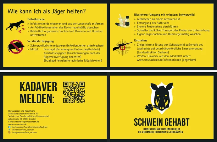 Klappkarte mit Hinweisen für Landwirte.