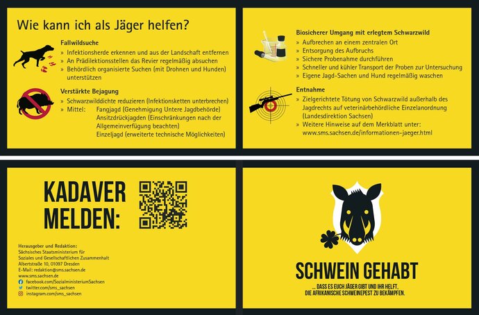 Klappkarte mit Hinweisen für Landwirte.